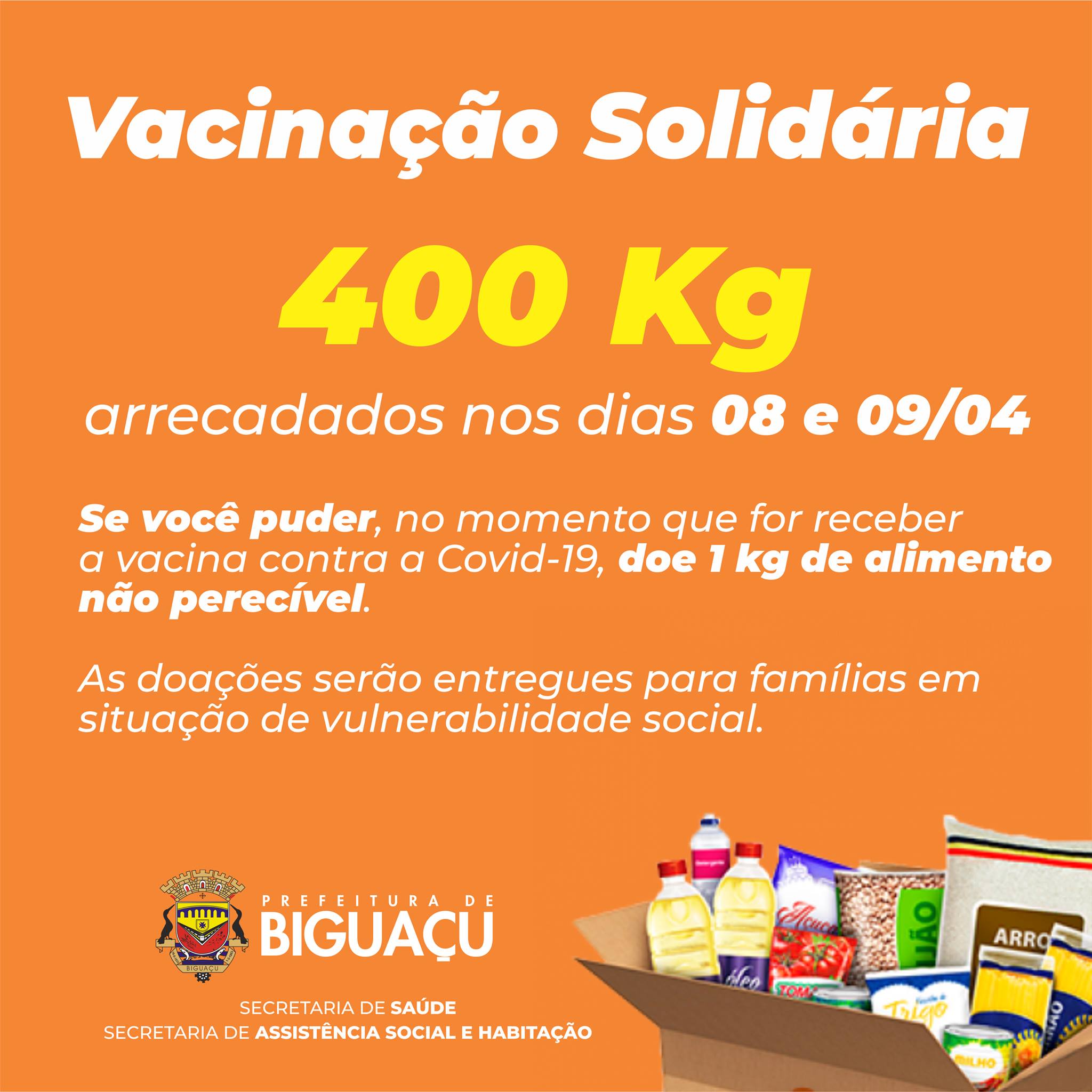 CAMPANHA SOLIDARIA ARRECADA 400 QUILOS DE ALIMENTOS 