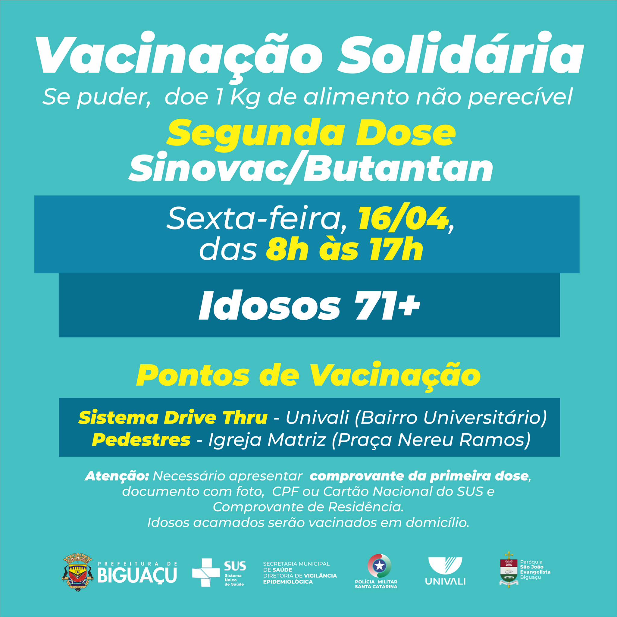 SEGUNDA DOSE DA VACINA PARA IDOSOS ACIMA 71 ANOS 