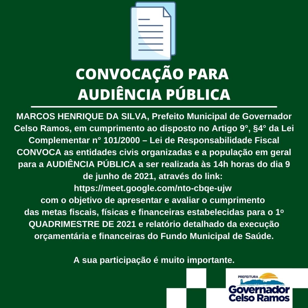 CONVOCAÇÃO PARA AUDIÊNCIA PÚBLICA