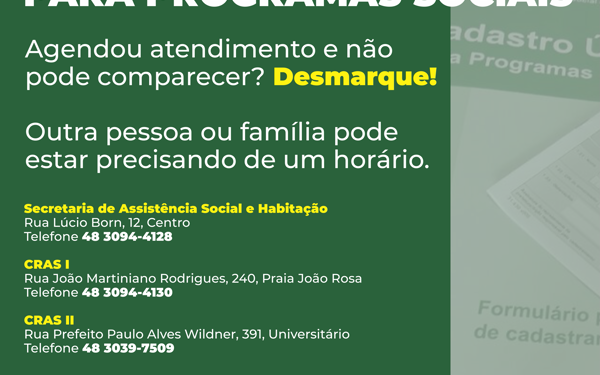 Biguaçu sofre com abstenções nos atendimentos do Cadastro Único