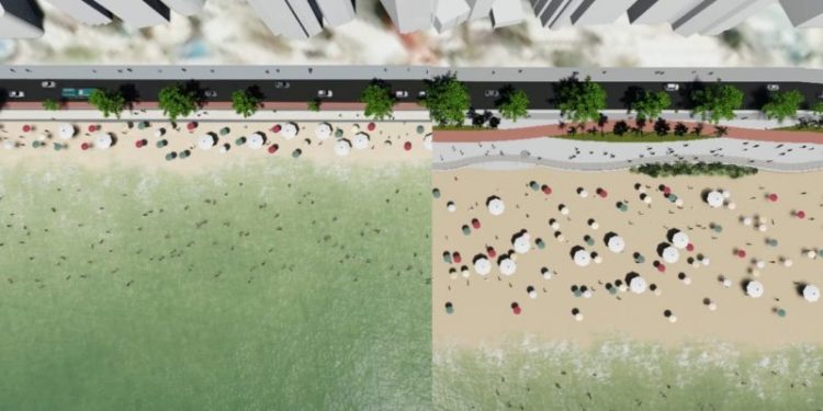 Veja as mudanças que a draga causou em 48h na praia Central de Balneário Camboriú