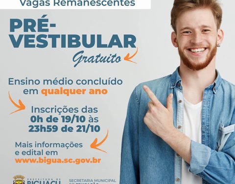 Pré-vestibular gratuito: Secretaria Municipal de Educação disponibiliza 57 vagas remanescentes para pessoas que concluíram o ensino médio em qualquer ano