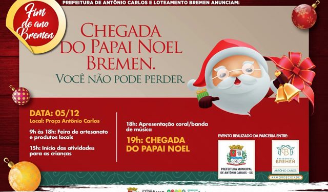 Antônio Carlos, na Grande Florianópolis, confirma programação de natal e chegada do papai noel