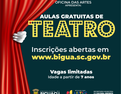 Prefeitura de Biguaçu abre 50 novas vagas para aulas gratuitas de teatro