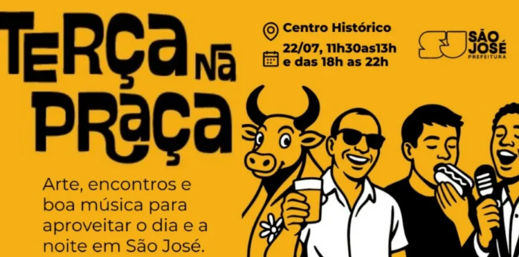 Projeto Terça na Praça começa dia 22 e promete movimentar o Centro Histórico de São José