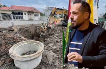 Vereador João Luiz Luz propõe fiscalização mais eficiente para obras da Casan nas ruas 7 de Setembro e Justino Adalberto Leal no Centro de Biguaçu.