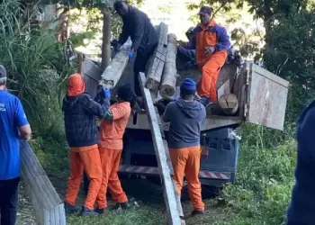Fiscalização em São José: Prefeitura remove material de construção em área de preservação no Bairro Serraria