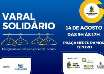 Câmara de Biguaçu promove Varal Solidário no dia 14 de agosto