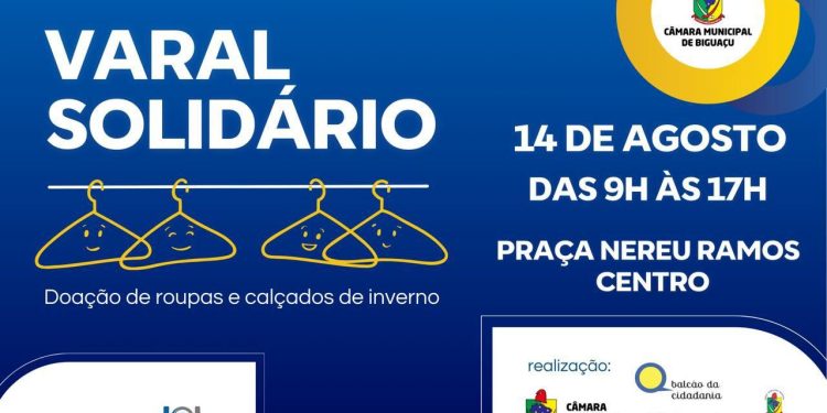 Câmara de Biguaçu promove Varal Solidário no dia 14 de agosto